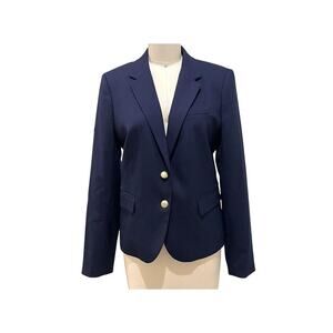 J Crew Original School Boy Blazer Womens 6 Navy Blue Gold Button Wool Blend